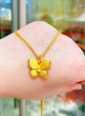 久不掉色沙金拉丝蝴蝶项链女轻奢小众设计感锁骨链送女友礼物