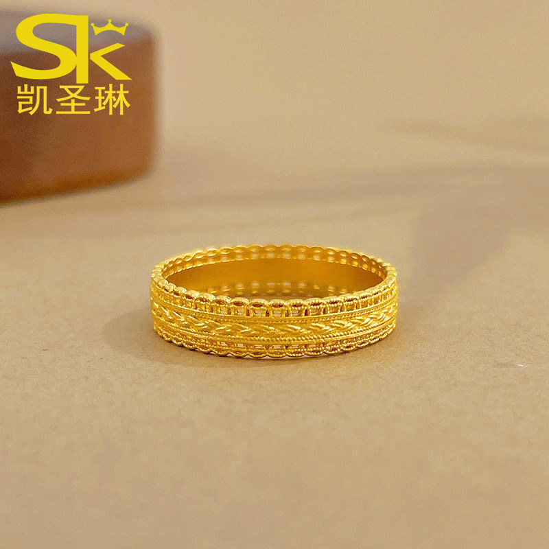 5G黄金腰缠万贯戒指女999足金镂空钱币指环纯金正品食指戒送女友