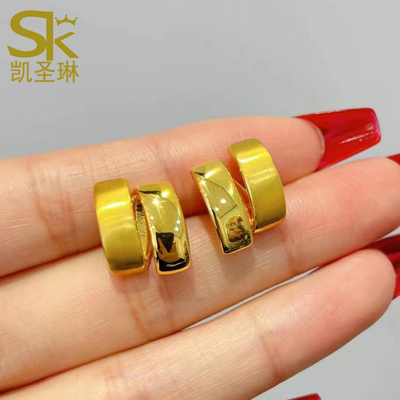 999足金几何耳钉送女友礼物
