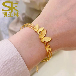 黄金蝴蝶手镯女999足金三生三世手链正品新款在逃公主金镯子送礼