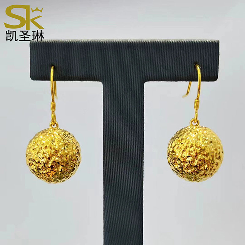 5D黄金球球耳环999足金大光珠耳钩个性圆球耳坠新款珠珠耳饰女款,黄金,耳饰,淘宝优惠券,粉丝福利购,淘宝优惠卷