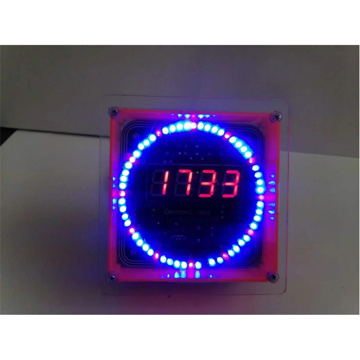 数字电子时钟套件单片机实训光控温度旋转LED流水灯DIY制作散件