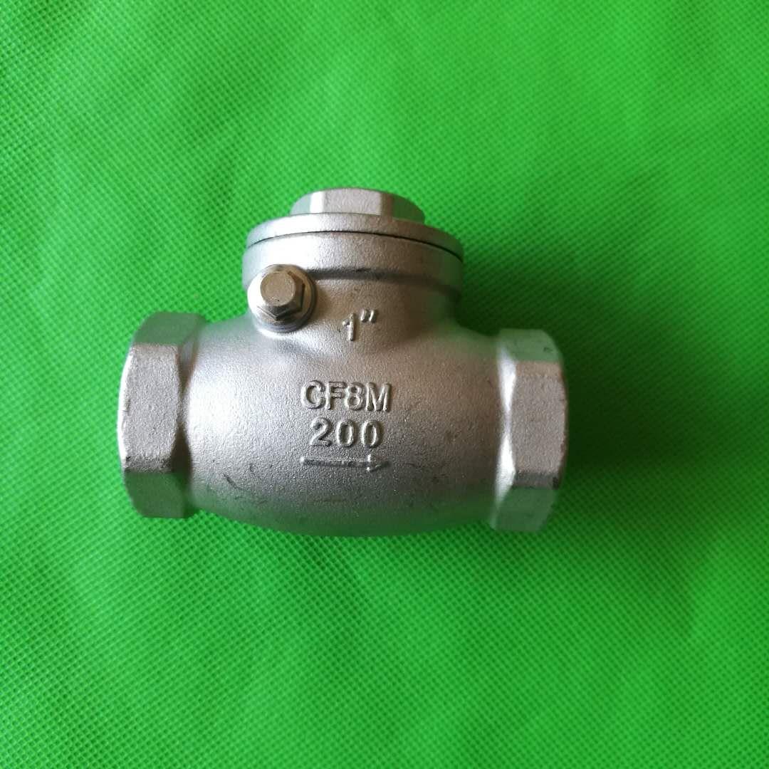 304不锈钢丝扣止回阀4分6分1寸2寸H14W-16内螺纹卧式摇摆式单向阀