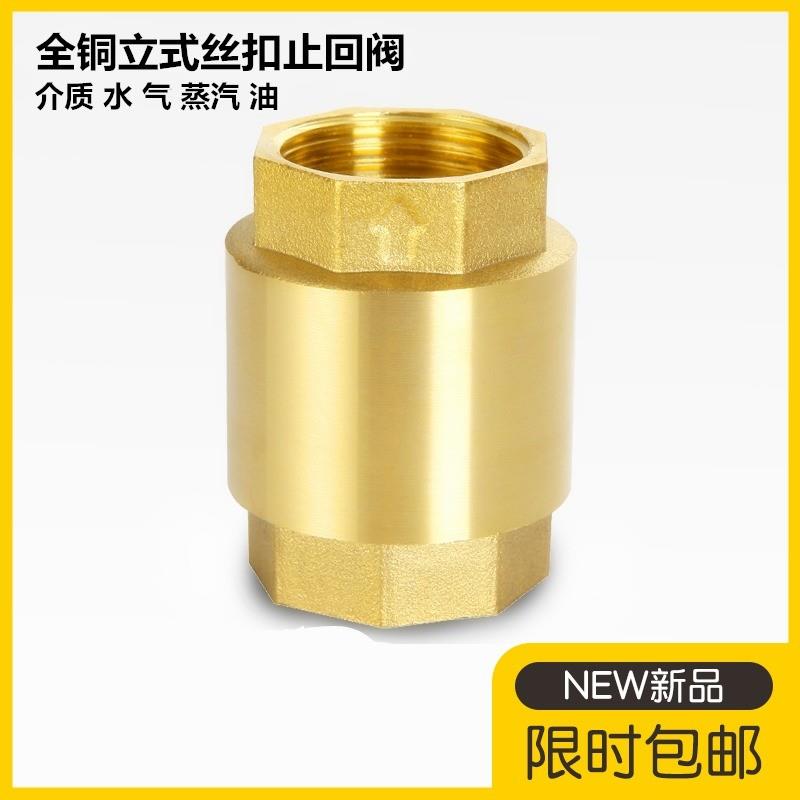 黄铜止回阀弹簧立式单向阀水管螺纹阀门4分6分平装水阀止逆阀锻造