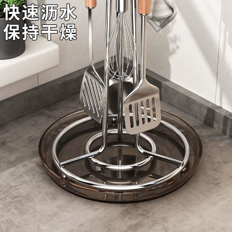 旋转锅铲架台面家用厨房置物架桌面挂勺子铲子支架汤勺厨具收纳架