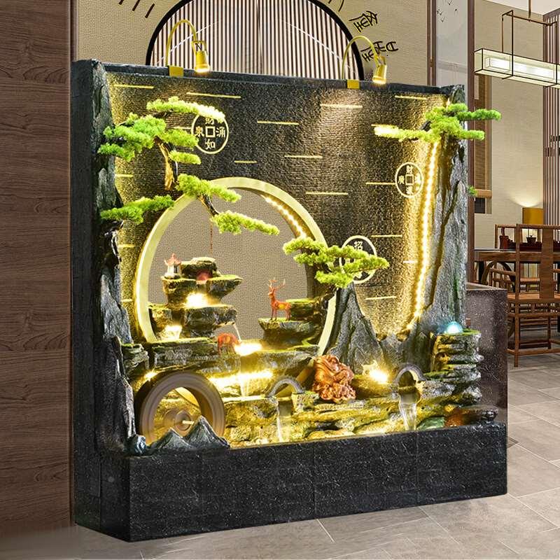 流水屏风山水幕墙墙假室内外装饰客厅公司庭院鱼池景观循环水摆件