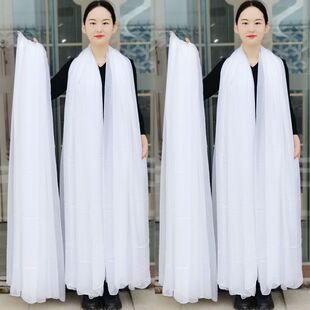 3米雪白色丝巾女夏天薄款洋气围巾披肩超大跳舞白纱巾长款沙滩巾