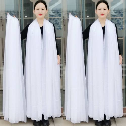 3米雪白色丝巾女夏天薄款洋气围巾披肩超大跳舞白纱巾长款沙滩巾