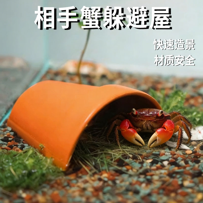 相手蟹躲避屋专用瓦片陶瓷生态躲避洞造景景观观赏螃蟹洞穴用品