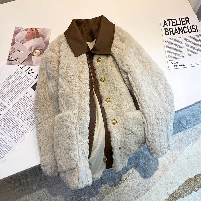 宽松加厚小香风羊羔毛棉