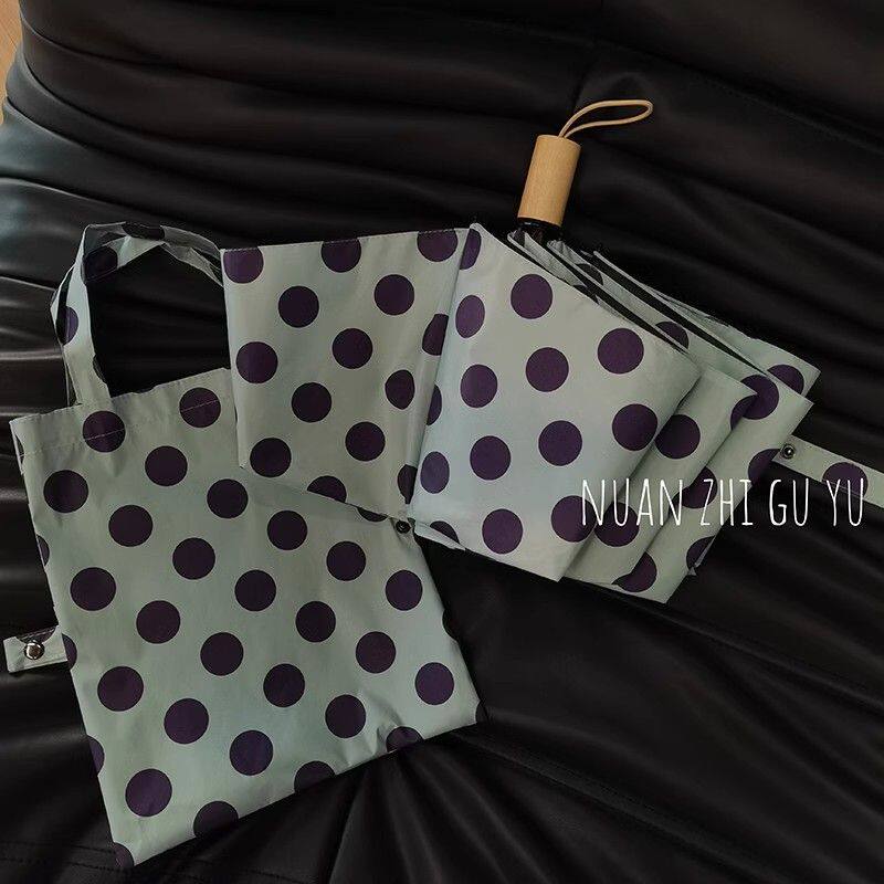 波点复古雨伞女折叠便携晴雨两用学生高颜值防晒防紫外线太阳伞