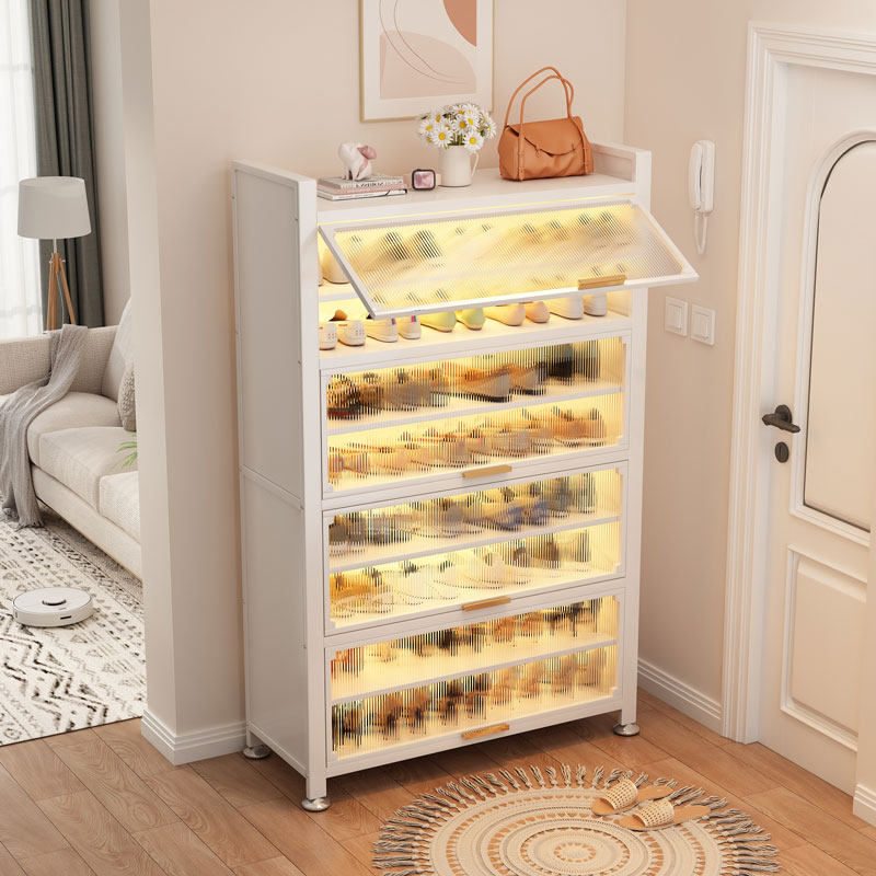 家用门口鞋柜收纳落地多层防尘鞋架大容量玄关不锈钢翻开门鞋架子,住宅家具,鞋柜,淘宝优惠券,粉丝福利购,淘宝优惠卷