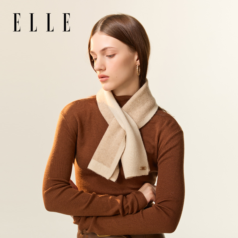 ELLE羊绒针织围巾百搭女士