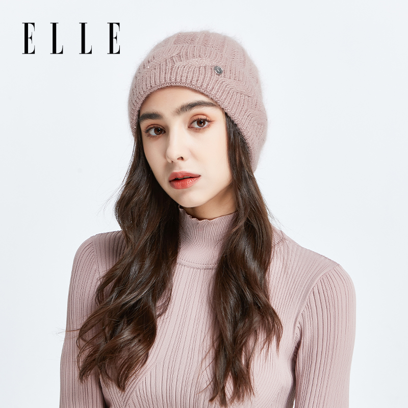 ELLE法式亮片扭花针织冷帽女冬季新款保暖帽时尚百搭显脸小毛线帽,服饰配件/皮带/帽子/围巾,帽子,淘宝优惠券,粉丝福利购,淘宝优惠卷