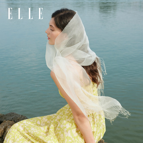 ELLE夏季真丝烫钻大尺寸丝巾