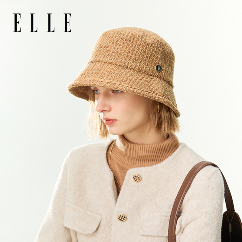 ELLE水桶帽小香风秋冬百搭渔夫帽