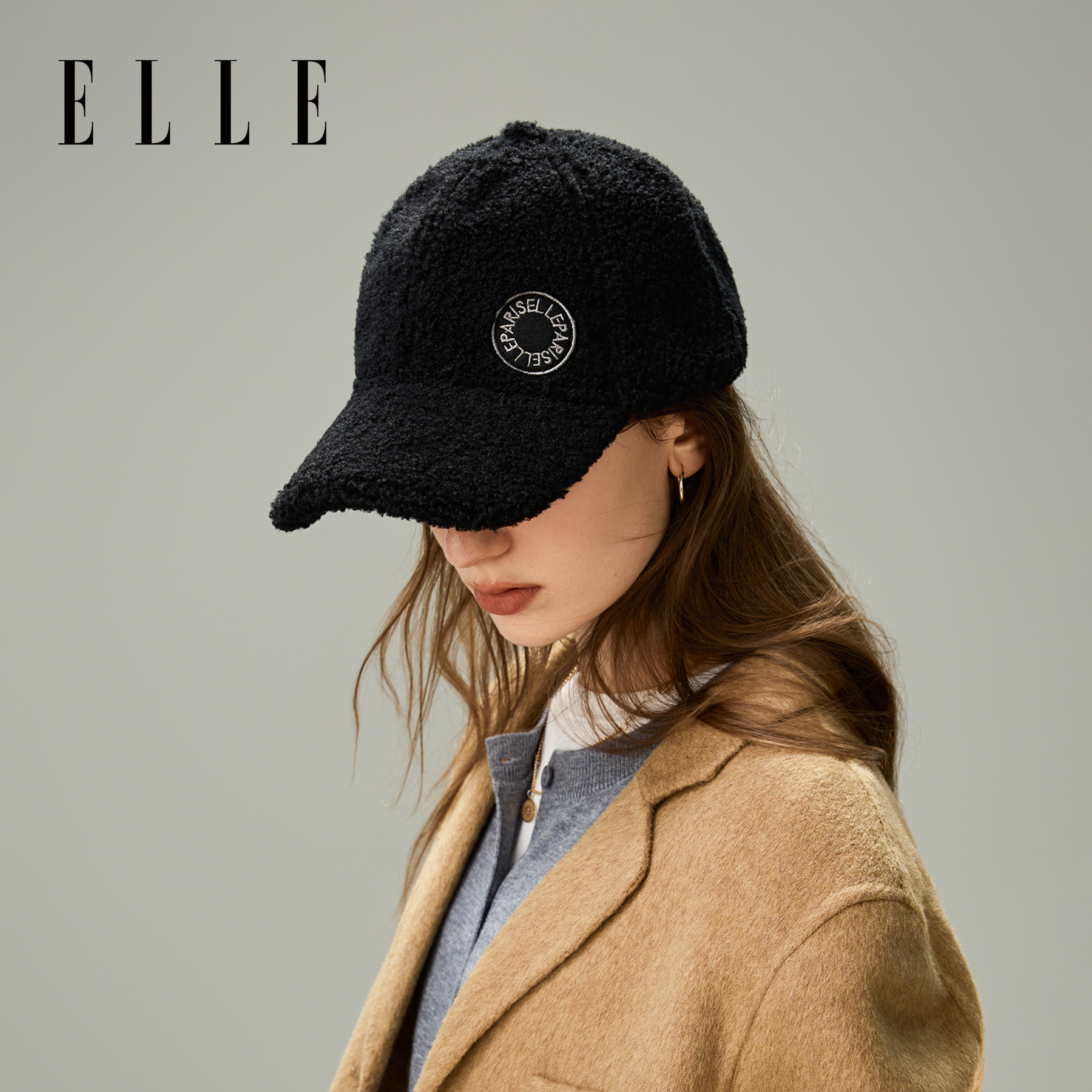 ELLE羊羔绒棒球帽女士秋冬