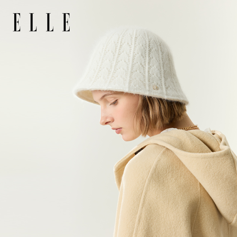 ELLE秋冬羊毛渔夫帽显脸小水桶帽