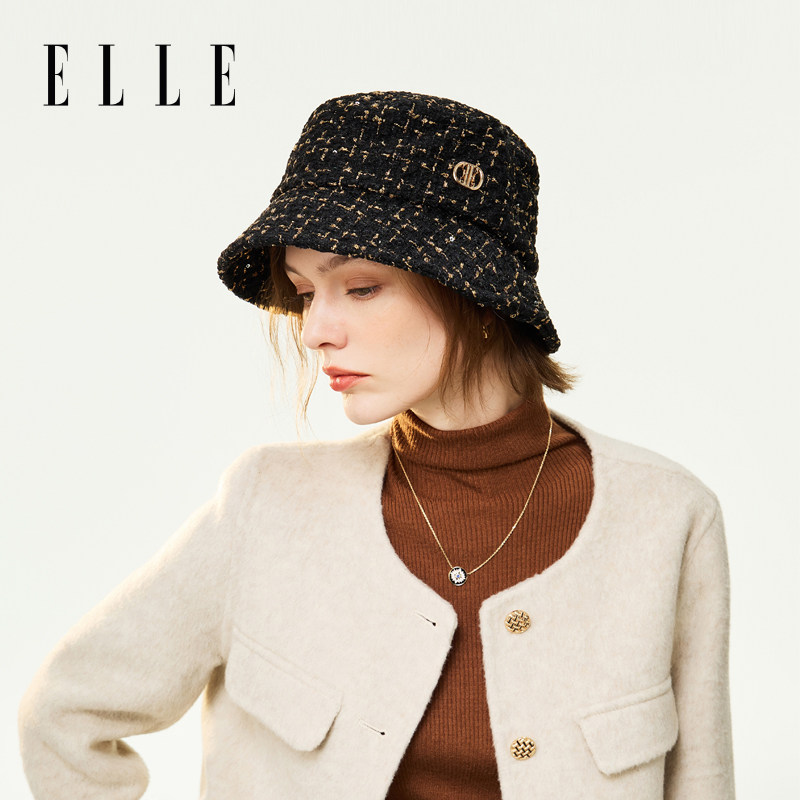 ELLE羊毛呢子渔夫帽女秋冬季时尚百搭小香风休闲显脸小气质盆帽A,服饰配件/皮带/帽子/围巾,帽子,淘宝优惠券,粉丝福利购,淘宝优惠卷