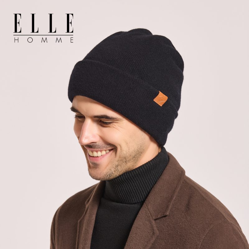 ELLEHOMME针织帽毛线帽100%羊毛