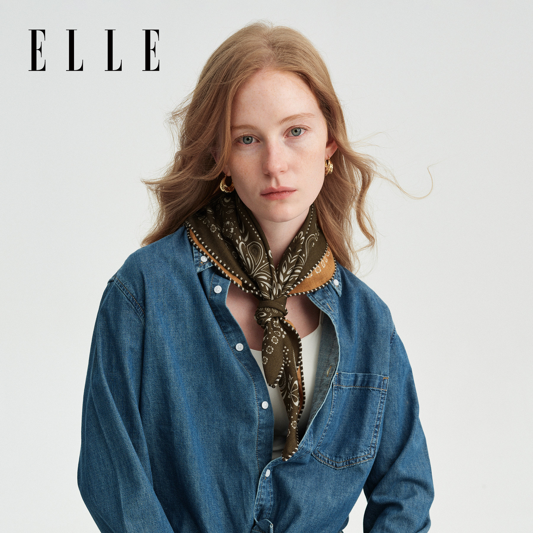ELLE腰果花双面羊毛丝巾礼盒图片
