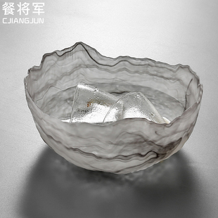大号锤纹玻璃茶洗透明家用禅意水盂笔洗功夫茶具配件杯洗茶碗耐热