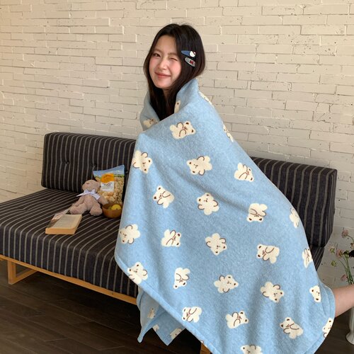 冬季加厚双面雪粒子办公室午睡毯350g通用A类绒毯ins风保暖沙发