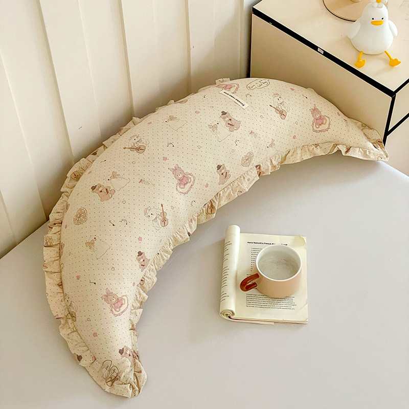 花型棉麻月亮抱枕靠垫超软可拆洗亲肤细腻小清新家用成人25x80cm