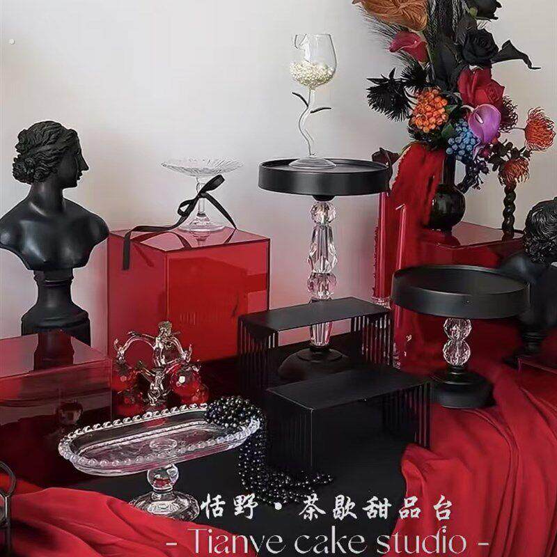 黑红甜品台展示架摆台情人节订婚开业活动摆台周年庆高档甜品台