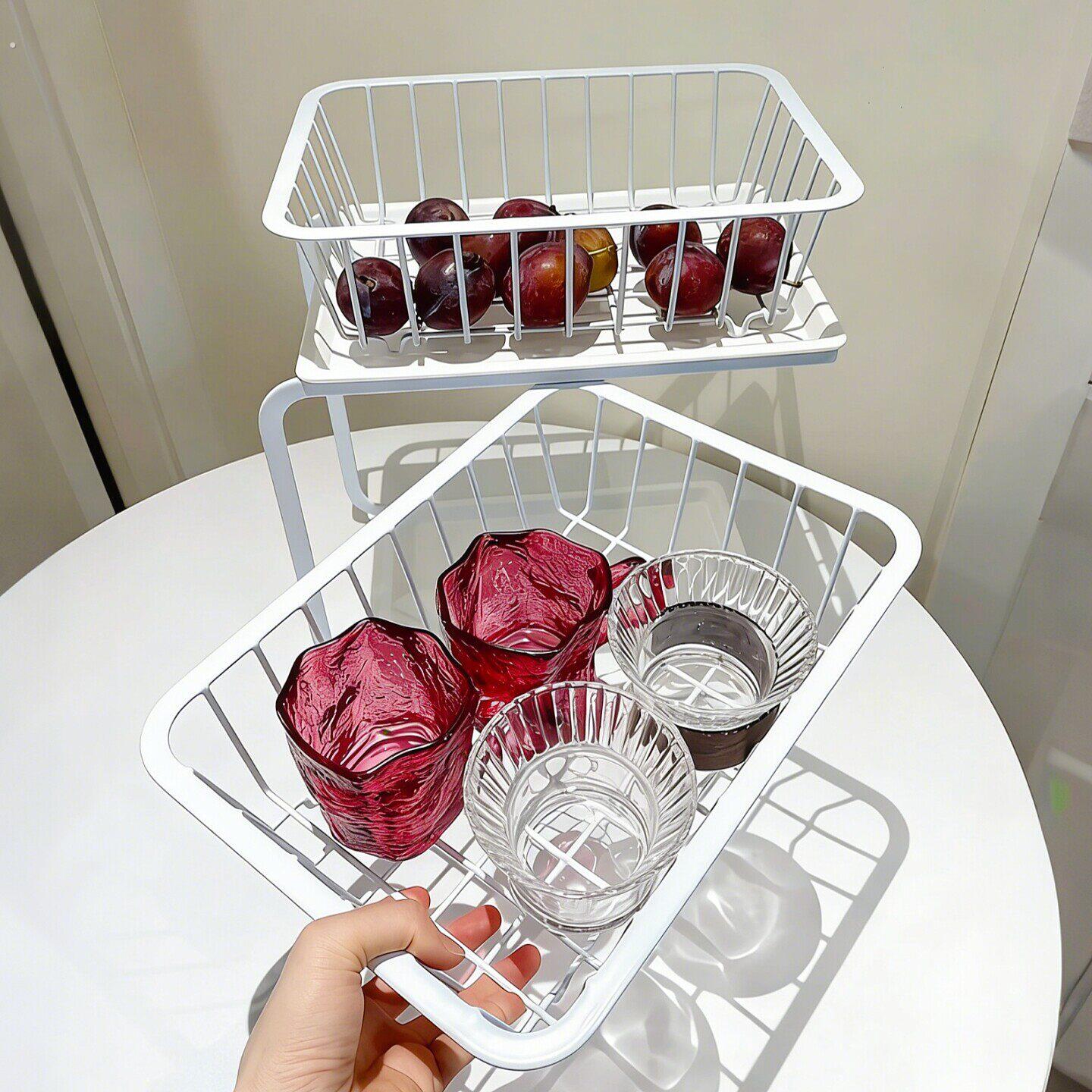 水杯置物架多层果蔬沥水架子厨房碗碟盘餐边柜客厅桌面轻奢高级感