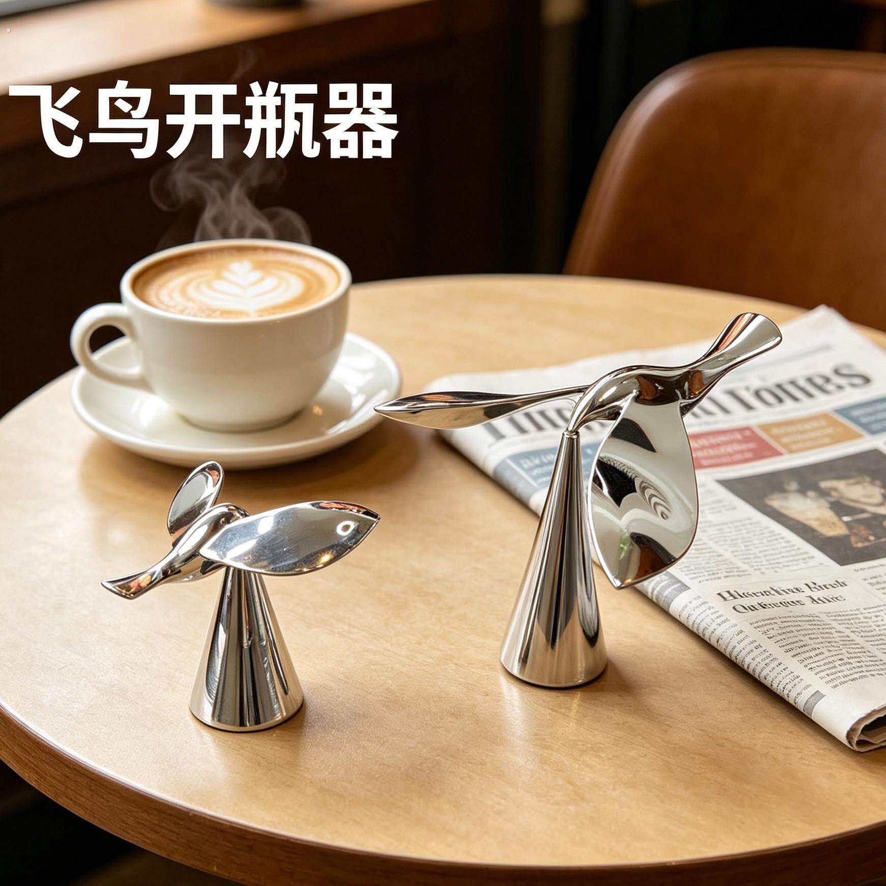 创意平衡飞鸟啤酒开瓶器悬浮不倒翁造型桌面摆件送朋友高级感礼物
