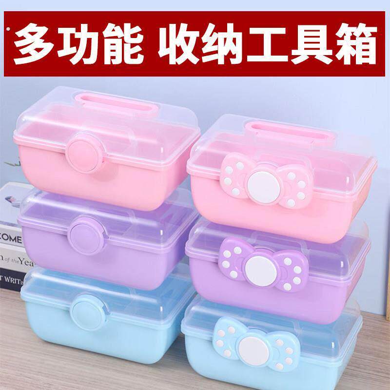 美术生工具箱多功能三层美甲美容用品首饰盒绘画颜料收纳画箱加厚