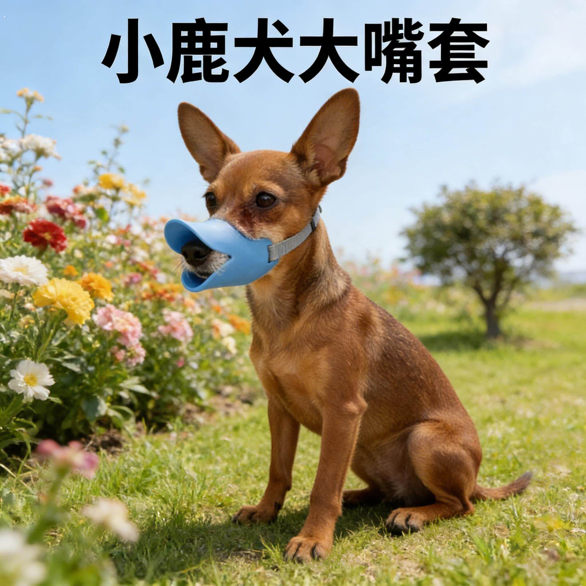 小鹿犬嘴套狗狗专用防咬防叫防乱吃扒不掉鸭嘴防咬人可喝水小型犬