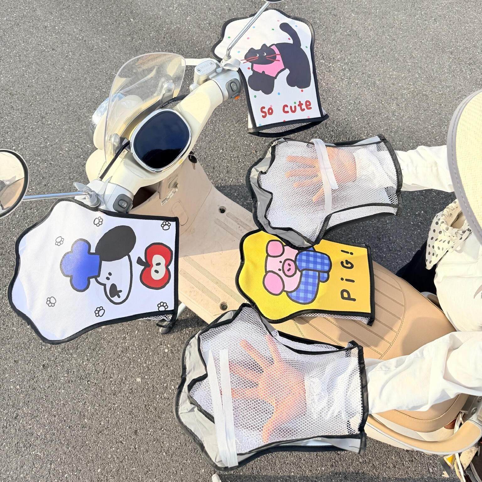 电动车防晒手套夏季电动车防晒遮阳把手套网纱透气不闷汗猫爪手套
