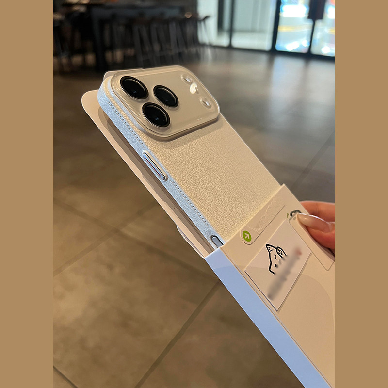 苹果17手机壳亚克力水晶白月光全包耐脏浮雕皮纹适用苹果17Promax手机壳精致简约新苹果13手机壳苹果16手机壳