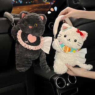 猫咪挂式车载纸巾盒卡通高级感车载车饰用品创意汽车座椅后背纸巾