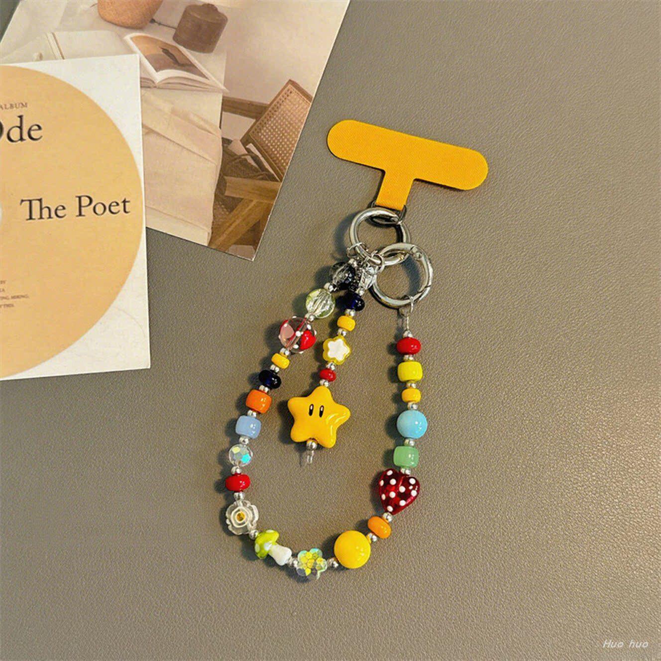 手机链挂手腕多巴胺彩色串珠手机挂绳手机壳挂链包包链条创意挂饰