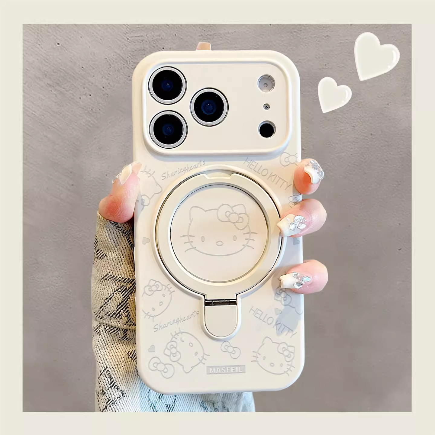 HelloKitty适用苹果17ProMax手机壳新款液态带磁吸支架可爱卡红iPhone16pro软硅胶全包防摔保护套