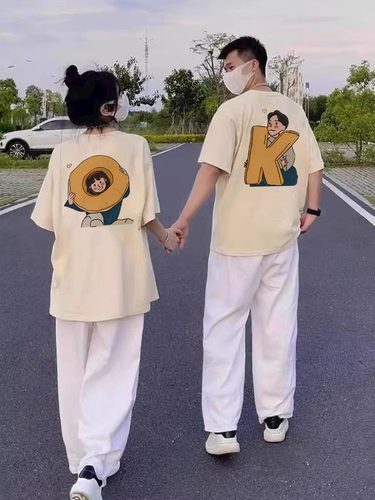 roora网红情侣装2024年夏季短袖T恤特别的小众设计感OK高级感上衣