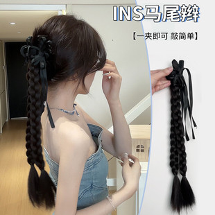 假发辫子女款马尾辫双马尾抓夹麻花辫甜酷风拳击辫蝴蝶结假发抓夹