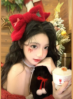 Lastkiss 红色毛线蝴蝶结发夹女大号气质圣诞节装饰2025新年发饰