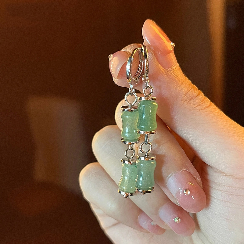 新中式清冷风竹节耳环小众设计感