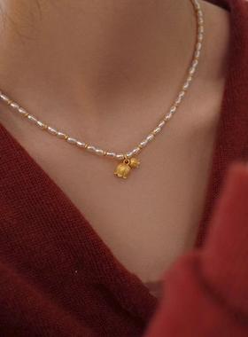 chomelkinsey  珍珠项链铃兰花小米珠2025新款高级感设计感锁骨链