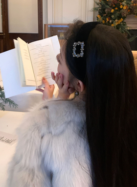 Lastkiss 黑色方钻丝绒发箍女款防滑显脸小高级感时尚千金感发饰