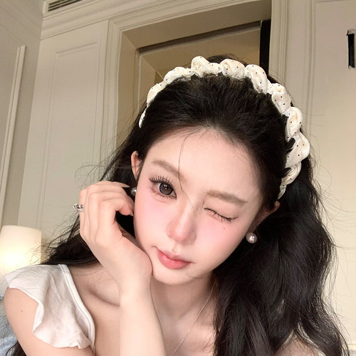 韩系温柔波点缠绕齿梳发箍女2026