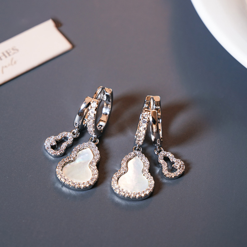 银色福禄双生葫芦耳环女2025新款