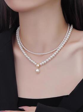 chomelkinsey珍珠项链双层叠戴
