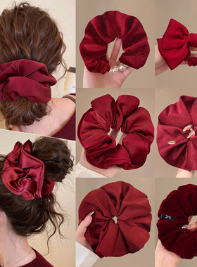 Lastkiss红色大肠发圈女新年时尚本命年头绳气质后脑勺丸子头发饰