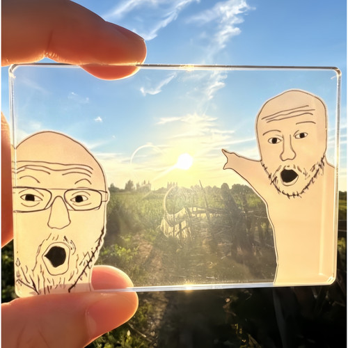 原始人meme透卡抽象亚克力板拍照工具指人书签创意旅游打卡取景框