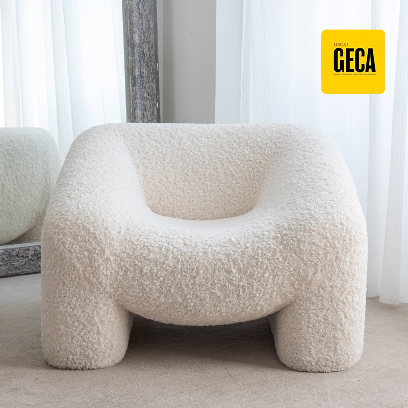 小众羊羔绒沙发椅花瓣椅可爱软糯